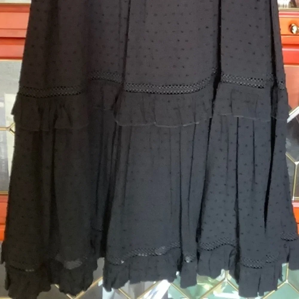 KATE SPADE BLACK EMBROIDERED LACED FULLY LINED TIERED MIDI VISCOSE WOMAN… - Picture 6 of 11